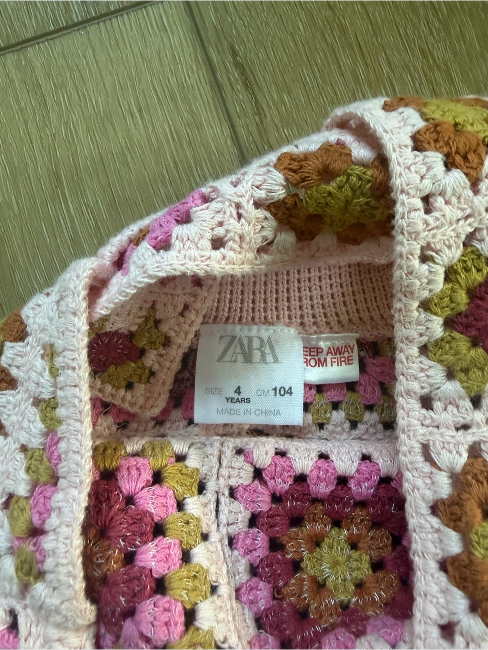 Zara Crochet Square Romper in Pink, Olive & White - Picture 3 of 3